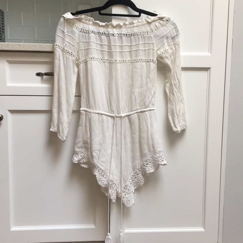 LF Off The Shoulder White Lace Romper